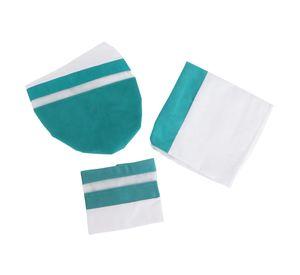 Set baño 3 piezas muselina turquesa/blanco Cotidiana