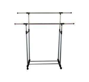 Colgador ropa extensible 145x43x165 cm barra intermedia doble ruedas Cotidiana
