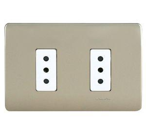 Placa armada tomacorriente doble 10A 2P+T Génesis millan Schneider