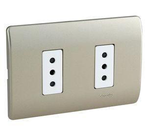 Placa armada tomacorriente doble 10A 2P+T Génesis millan Schneider