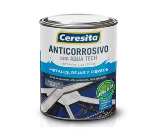 Anticorrosivo 1/4 galón Aqua Tech gris mate Ceresita