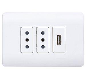 Placa armada toma corriente 2M enchufe + 1M USB Génesis Schneider