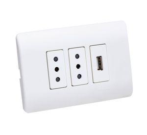 Placa armada toma corriente 2M enchufe + 1M USB Génesis Schneider