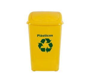 Basurero 30 litros reciclaje plástico amarillo Innovaplast