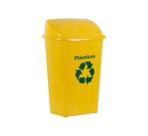 Basurero 30 litros reciclaje plástico amarillo