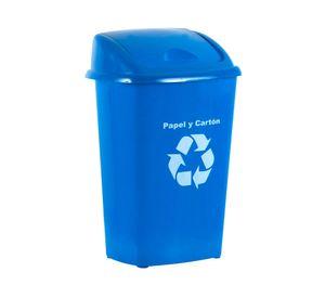 Basurero 30 litros reciclaje papel/cartón azul