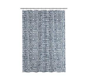 Cortina baño 180x180 cm texto + 12 ganchos Cotidiana