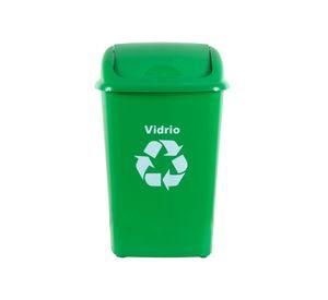 Basurero 30 litros reciclaje vidrio verde