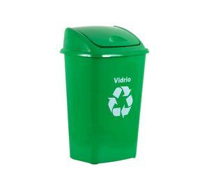 Basurero 30 litros reciclaje vidrio verde