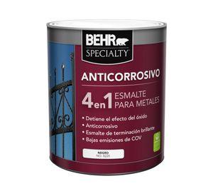 Esmalte al agua 1/4 galón 4 en 1 Anticorrosivo negro satín Behr