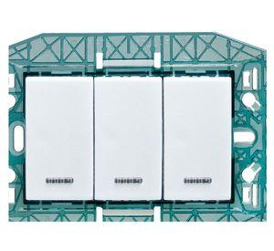 Placa semiarmada interruptor triple 16A 9/32 blanco Kalop