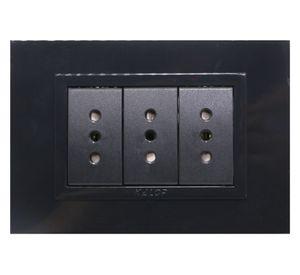 Placa armada tomacorriente triple 10/15A Zen basic negro Kalop