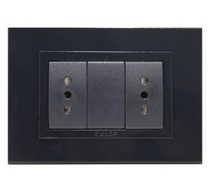 Placa armada tomacorriente doble 10/15A Zen basic negro Kalop