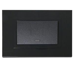 Placa armada interruptor simple 9/12 negro Kalop