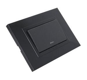 Placa armada interruptor simple 9/12 negro Kalop