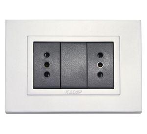 Placa armada tomacorriente doble 10/15A Zen negro/plata Kalop