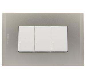 Placa armada interruptor triple 10A Nóbile perla Bticino