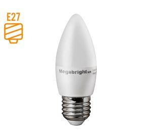 Ampolleta bright candle LED 5/6W E27 luz cálida C37 Megabright.