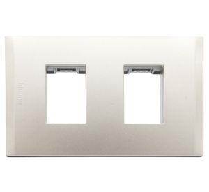 Placa 2 módulos + soporte Nobile perla Bticino
