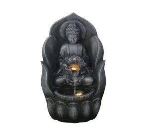 Fuente Buda con luz LED grafito Outzen.