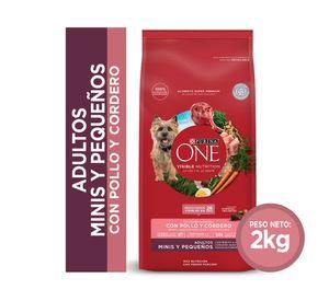 Alimento perro adulto 2 kg mini/peque帽o pollo y cordero Purina One.