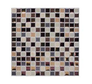 Mosaico autoadhesivo 3D cuadros marrón 30x30 cm 0.09 m2