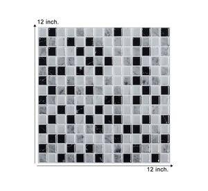 Mosaico autoadhesivo 3D cuadros negro 30x30 cm 0.09 m2
