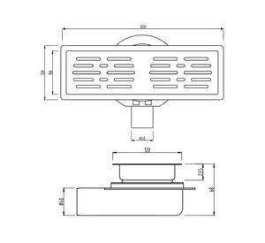 Pileta cuadrada 12x30 cm 40 mm trampa PVC gris