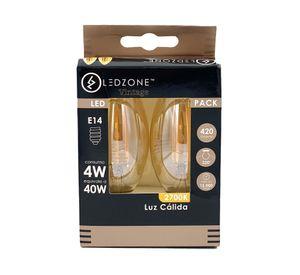Ampolleta led box vela vintage 4 W E14 luz cálida 2 un.