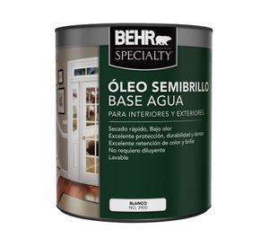 Óleo al agua 1/4 galón Specialty oscuro semi brillante Behr.