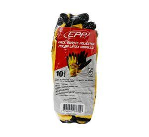 Guante poliéster/látex amarillo/negro 10 pares EPP