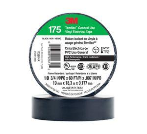 Cinta eléctrica 19 mm 18 m Temflex 175 negro 3M