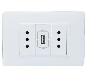 Cargador 10A 2 tomas +USB luzica blanco Bticino