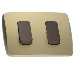 Placa armada con interruptor doble 16A 9/15 dorado Schneider