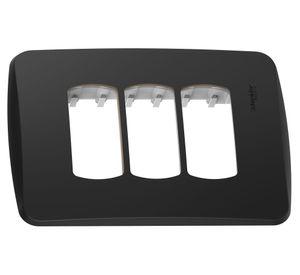 Placa triple Miluz metal grafito Schneider Electric