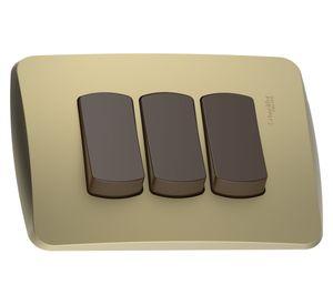 Placa armada con interruptor triple 16A 9/32 dorado Schneider