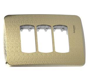 Placa 3 Módulos Miluz metal dorado Schneider