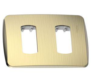 Placa 2 Módulos Miluz metal dorado Schneider