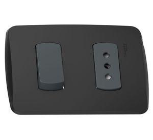 Placa armada interruptor + tomacorriente 9/12 10A Miluz gris Schneider