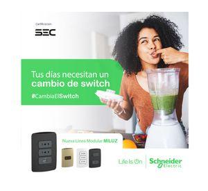 Placa armada interruptor + tomacorriente 9/12 10A Miluz gris Schneider