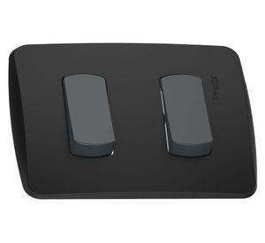 Placa armada con interruptor doble 16A 9/15 Miluz grafito Schneider