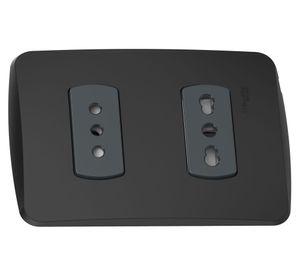 Placa armada tomacorriente 10A/16A Miluz gris Schneider