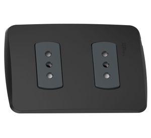 Placa armada tomacorriente doble 2P+T 10A Miluz gris Schneider