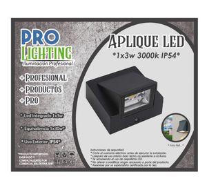 Aplique LED 1L luz cálida negro Pro-Lighting