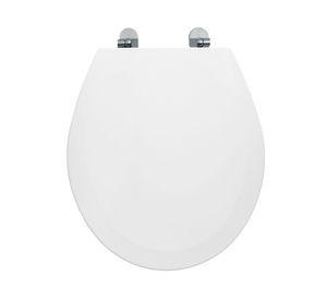 Asiento WC redondo blanco bisagras cromadas
