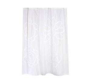 Cortina de baño 180x180 cm Relieve flor blanco