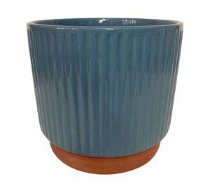Macetero enlozado azul 20x18x18 cm