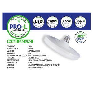 Panel led 30W 6500K Ufo negro