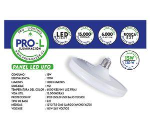 Panel led 15W 6500K Ufo negro