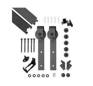Kit corredizo para puertas Granero negro mate